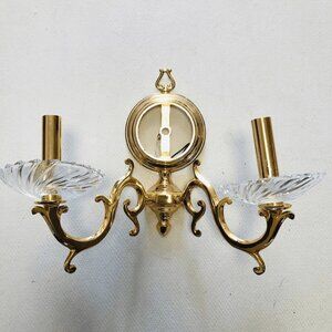 Vintage Elegant Solid Brass  Wall Sconce with Crystal Rosette